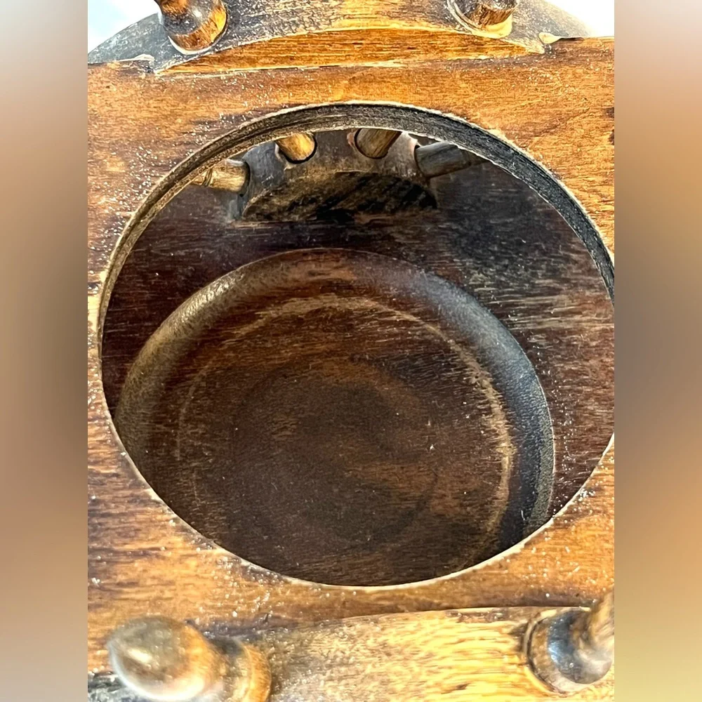 VTG Wooden Stand Ship's Wheel Serving Bar Tray for Bottle & Shot Glasses Handles